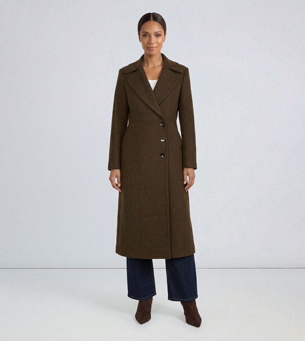 Long Sleeves Waisted 3 Button Coat