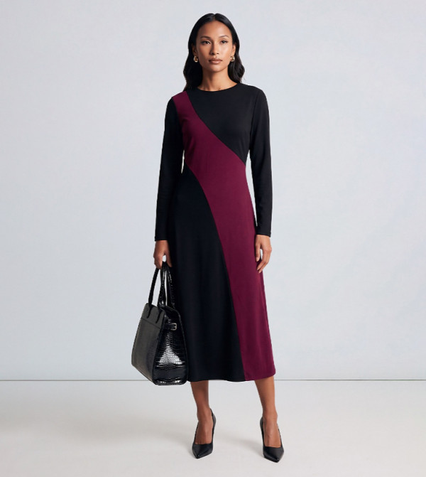 Compact Jersey Colour Block Midi Dress