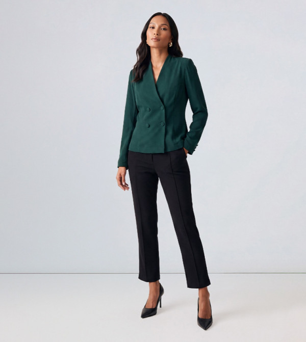 Signature Crepe Structured Double Breasted Blazer
