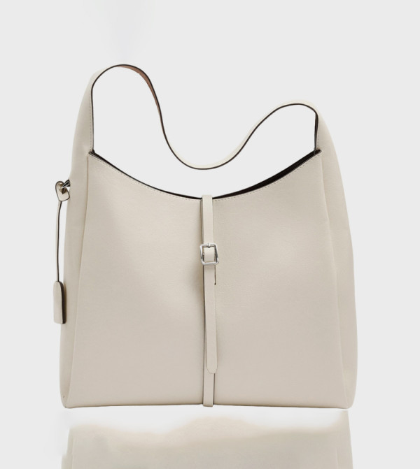 Solid Buckle Detail Shoulder Bag