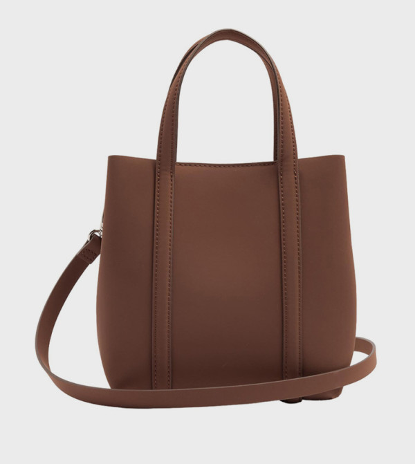 Textured Snap Button Tote Bag