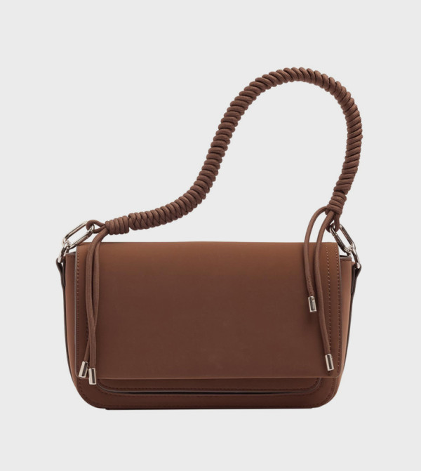 Solid Braided Strap Shoulder Bag