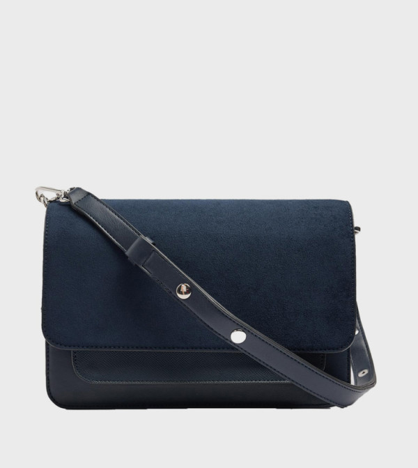Textured Snap Button Crossbody Bag