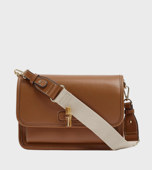 Solid Bamboo Toggle Crossbody Bag