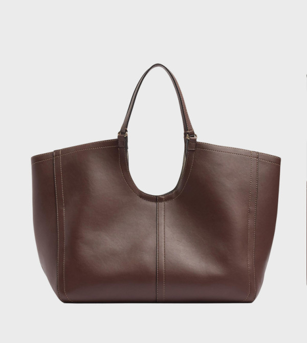 Solid Topstitched Tote Bag
