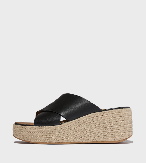 Leather Espadrille Wedge Sandals