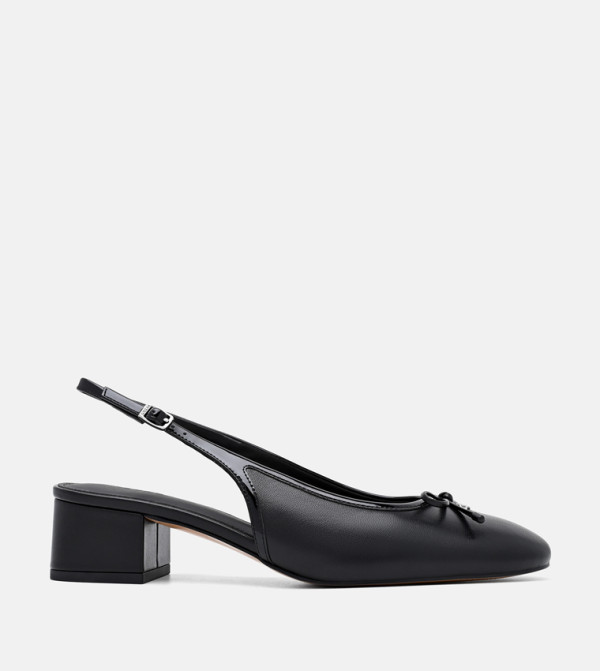 ANNA Leather Block Heel Pumps