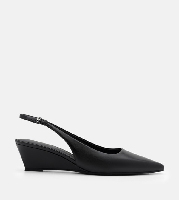 ADENA Leather Wedge Slingback Pumps