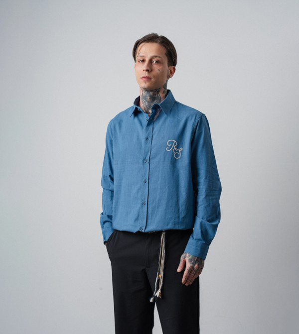Embroidered Long Sleeves Linen Oversized Shirt