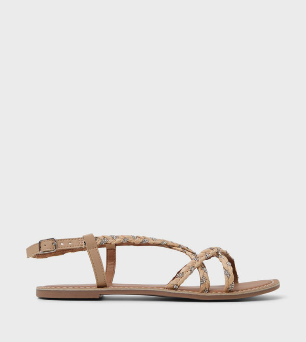 RAVENNA Embellished Slingback Flat Sandals