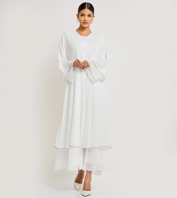 Solid Long Sleeves Flared Abaya