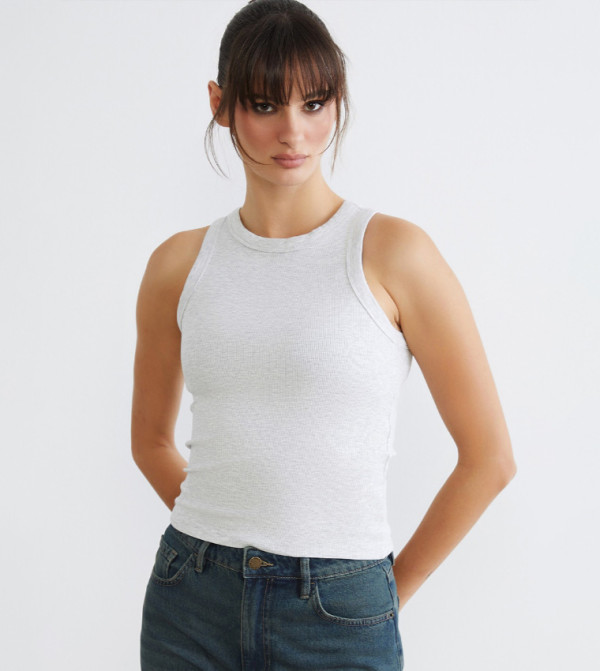 Ribbed Crew Neck Tank Top
