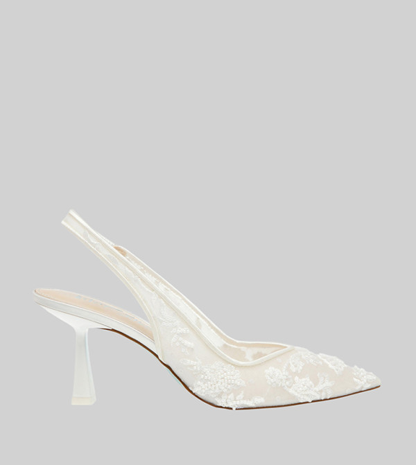 SB-NIKKI Embellished Lace Slingback Pumps