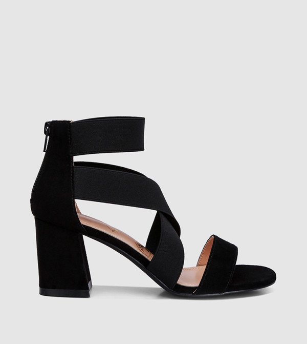 Recycled Micro Suede Block Heel Sandals
