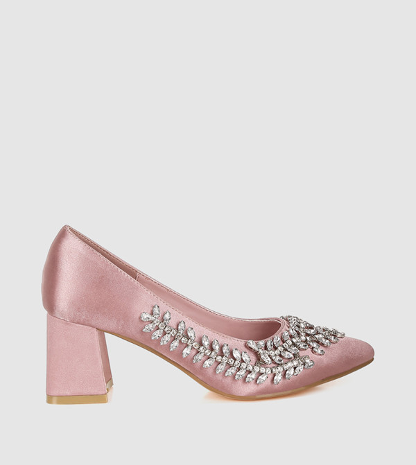 Satin Diamante Embellished Pumps