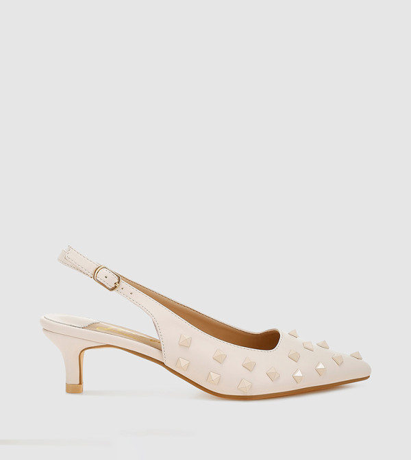 Studded Pointed Toe Slingback Pumps