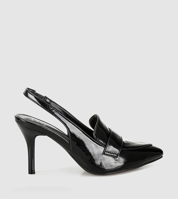 Glossy Slingback Loafer Pumps