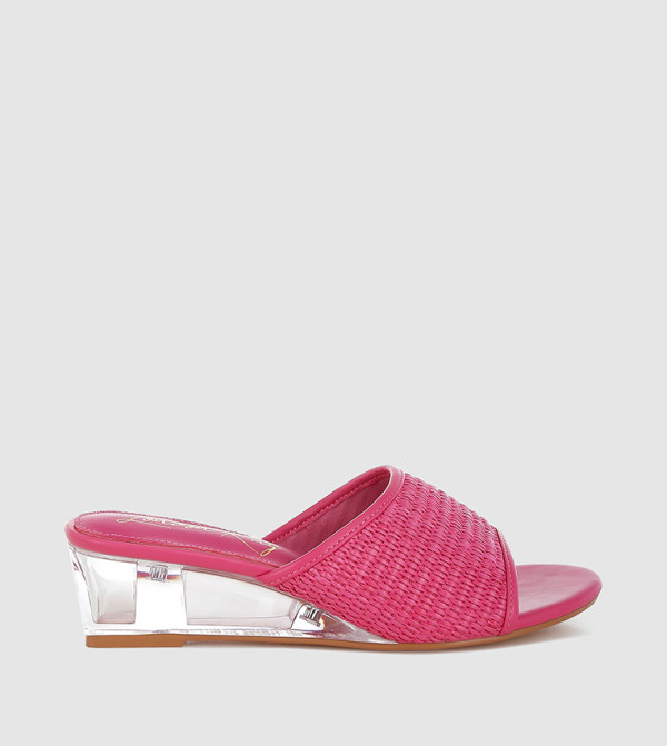 Raffia Clear Heel Wedge Sandals
