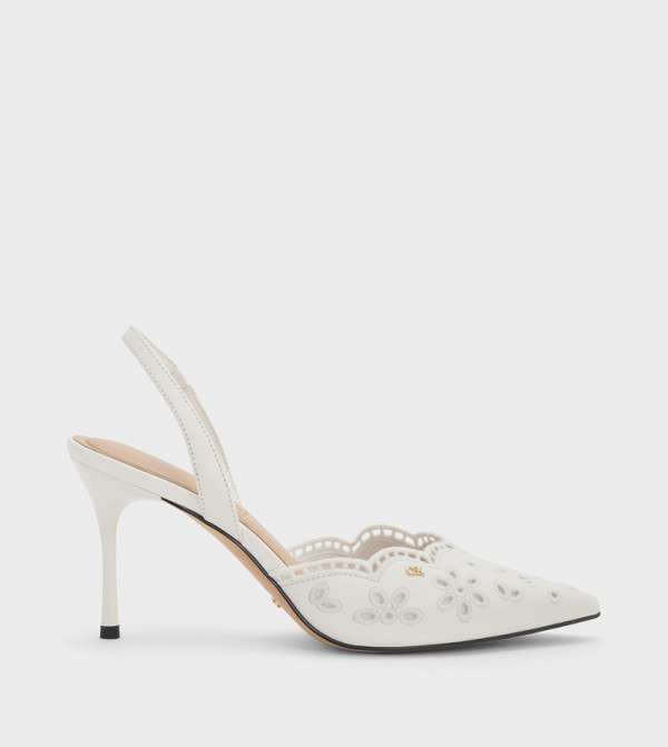Embroidered Slingback Stiletto Heel Pumps