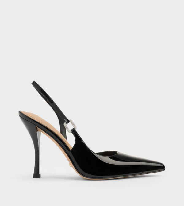 Patent Leather Embellished Stiletto Heel Pumps