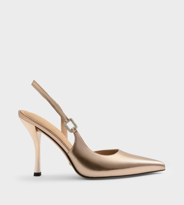 Metallic Embellished Stiletto Heel Pumps
