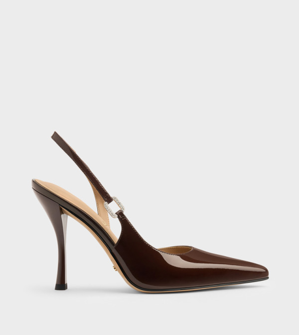 Patent Leather Embellished Stiletto Heel Pumps