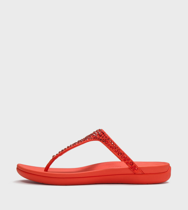 SOLAY Mixed Crystal Flat Sandals