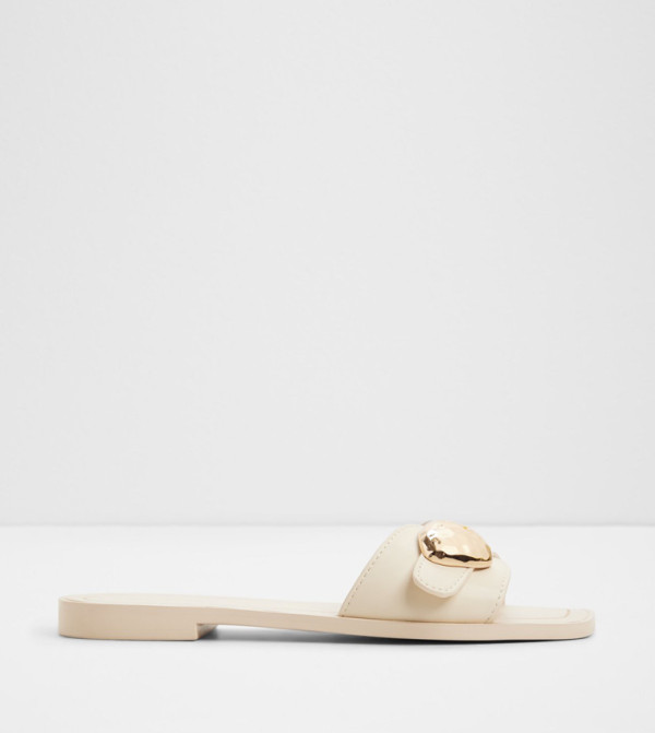 SOMER Metal Accent Square Toe Flat Sandals