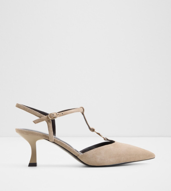 STARLYNN Suede Ankle Strap Mule Pumps