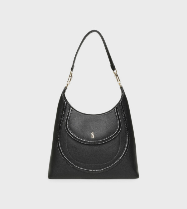BSALUS-C Textured Snap Button Shoulder Bag