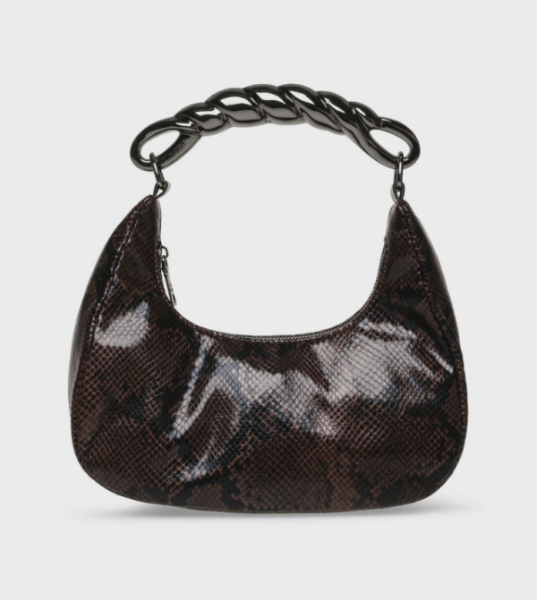 BKENZAL Snakeskin Detail Handle Handheld Bag