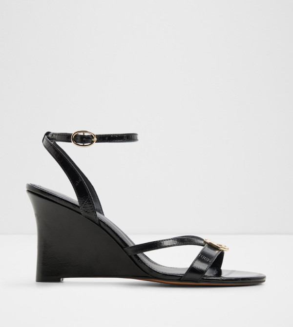 TATIANIA Metal Accent Ankle Strap Wedges
