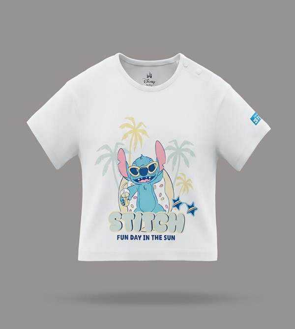 Stitch Printed Crew Neck Oversized T-Shirt