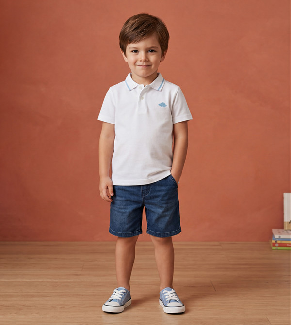 Embroidery Detail Short Sleeves Polo T-Shirt