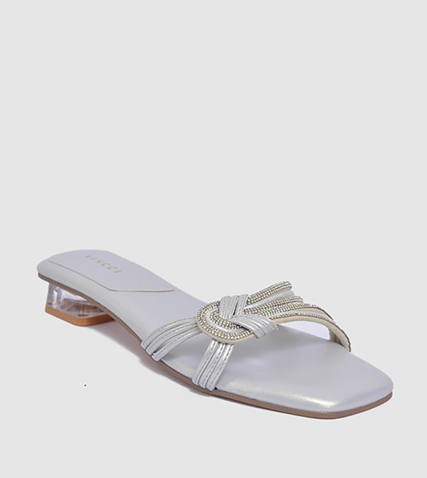 Embellished Low Block Heel Sandals