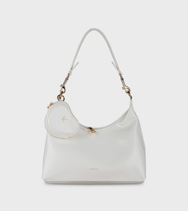 Textured Zip Closure Shoulder Bag