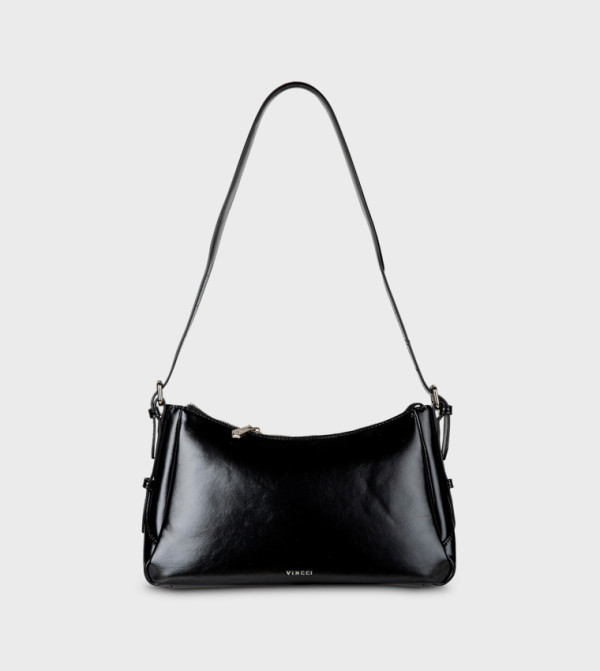 Textured Zip Closure Shoulder Bag
