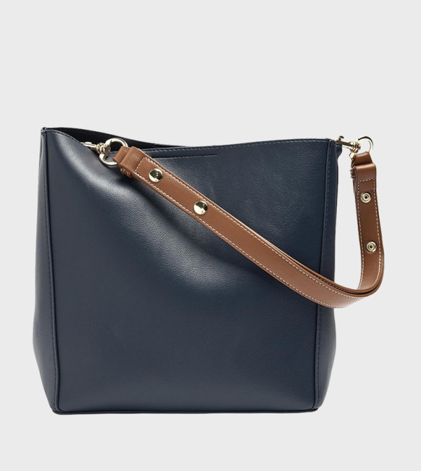 Studded Strap Zip Shoulder Bag