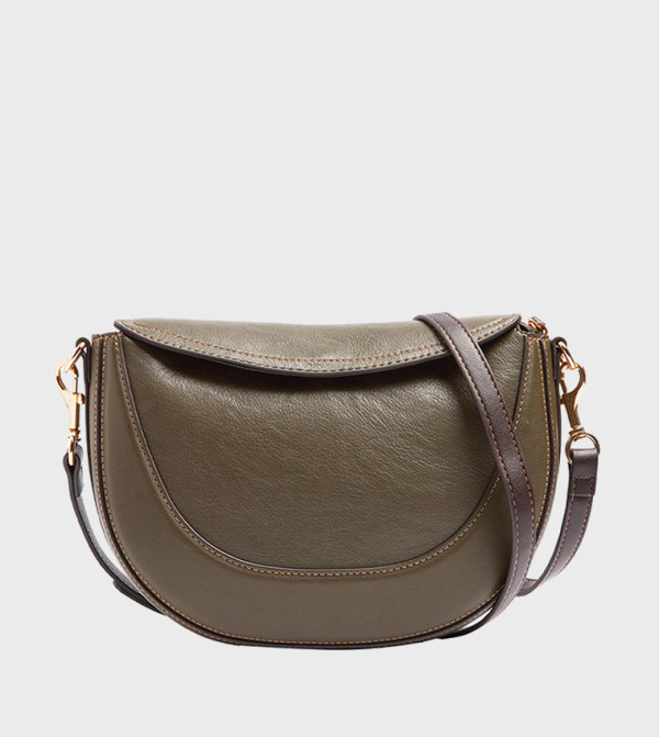 Solid Flap Snap Button Crossbody Bag