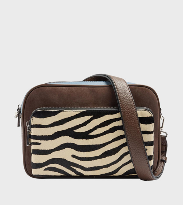 Zebra Print Zip Crossbody Bag