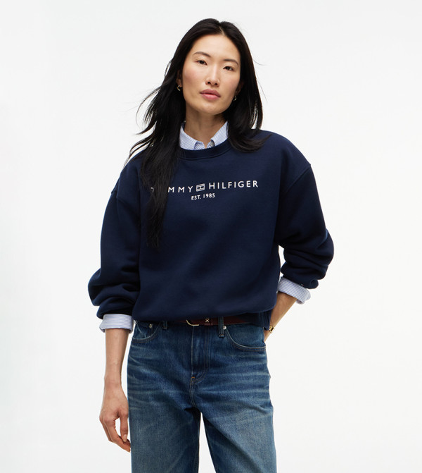 Logo Printed Crew Neck Oversized Sweatshirt