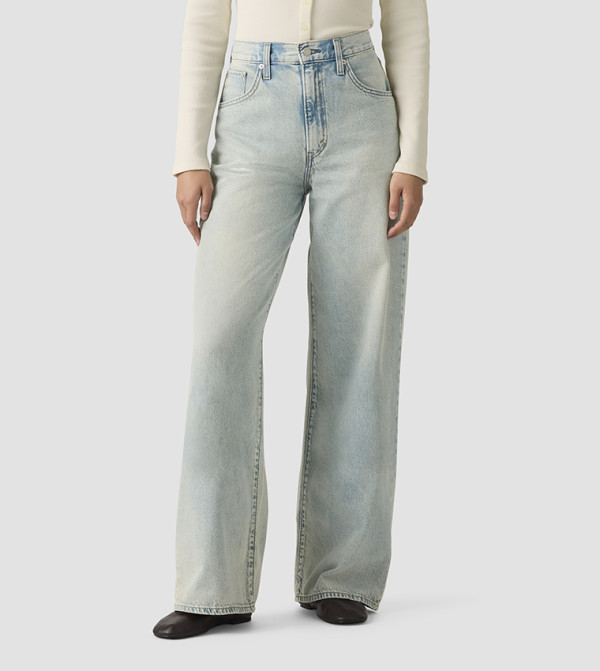 High Waist Cinch Baggy Fit Jeans