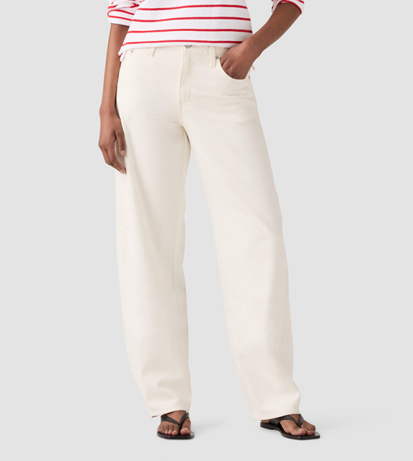 Washed High Waist Barrel Fit Jeans