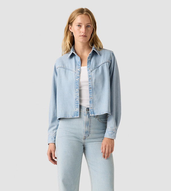 Washed Cropped Logan Denim Shacket
