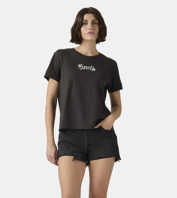 Logo Printed Short Sleeves Casual T-Shirt