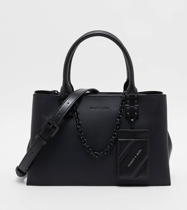 Chain Detail Canvas Satchel Bag