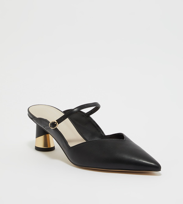 Metallic Sculptural Heel Mules