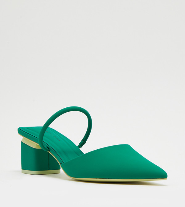 Pointed Toe Block Heel Mules