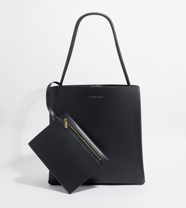 LEIA Textured Logo Detail Tote Bag with Pouch