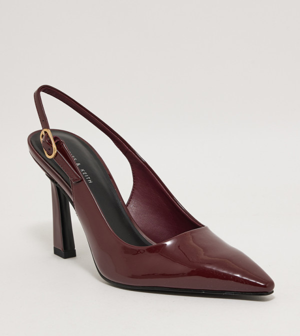 Patent Trapeze Heel Slingback Pumps